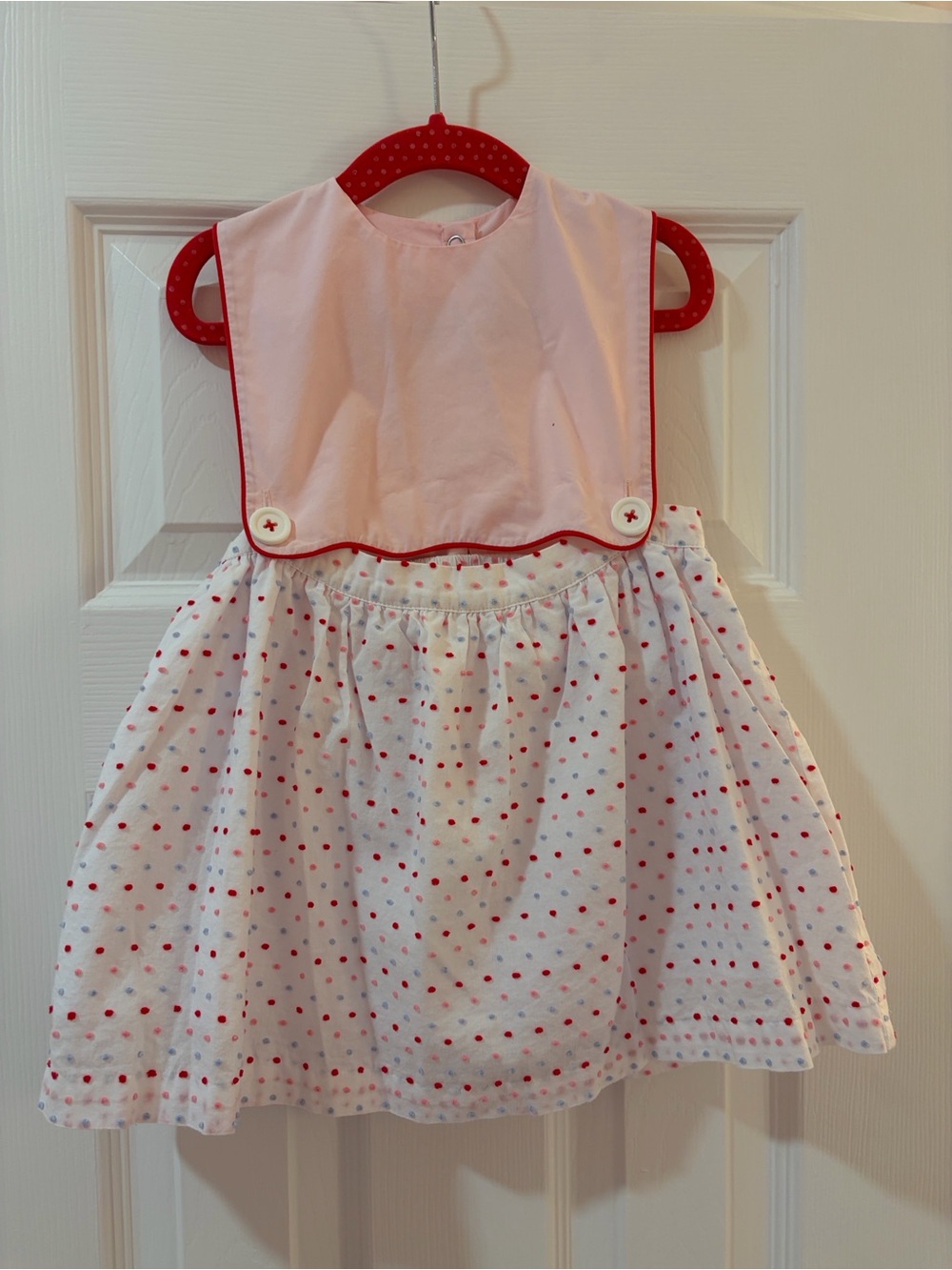 The Beaufort Bonnet Company Pink Bib Dress with Red Polka Dots